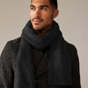 Black Cable Knitted Scarf