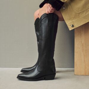 Black Forever Comfort® Leather Western/Cowboy Knee High Boots