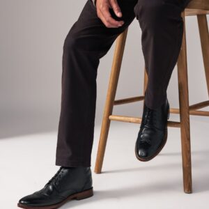 Black Leather Brogue Boots