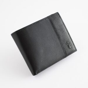 Black Leather Stag Badge Wallet