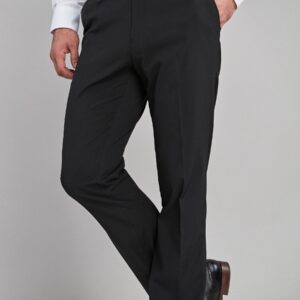 Black Regular Fit Stretch Smart Trousers