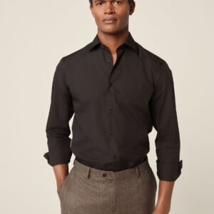 Black Slim Fit Cutaway Collar Easy Care Shirt