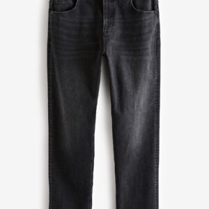 Black Washed Single Straight Fit Classic Stretch Jeans