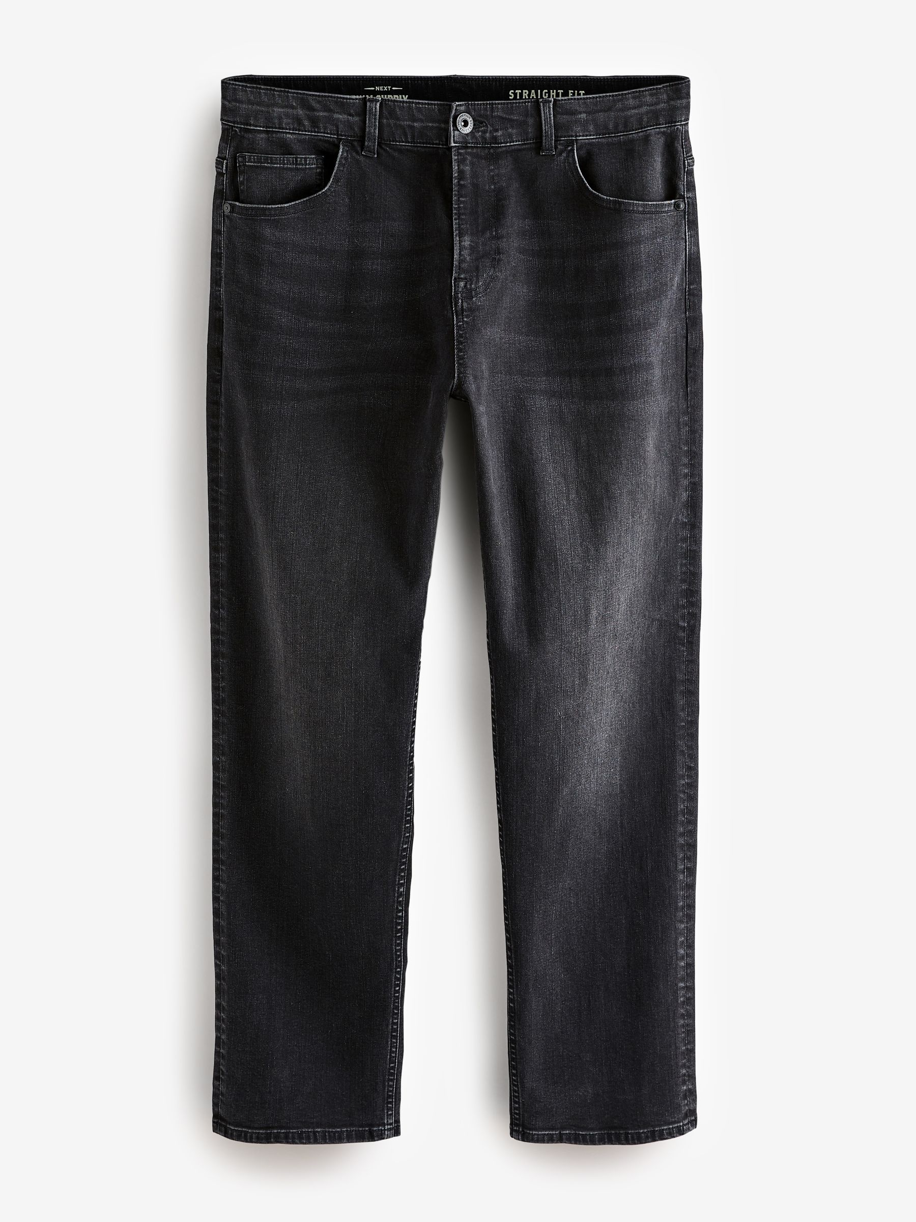 Black Washed Single Straight Fit Classic Stretch Jeans