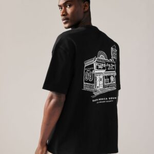 Black/White Relaxed Fit Graphic Heavyweight T-Shirt