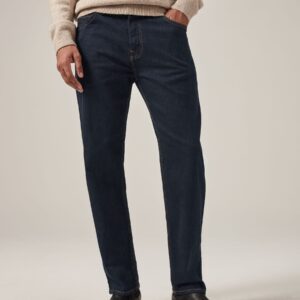 Blue Indigo Rinse Single Straight Fit Classic Stretch Jeans