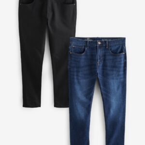 Blue Mid/Black Solid 2 Pack Skinny Fit Classic Stretch Jeans
