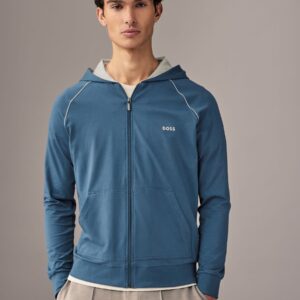BOSS Blue Stretch Cotton Zip-Up Hoodie