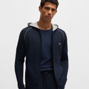 BOSS Blue Stretch Cotton Zip-Up Hoodie