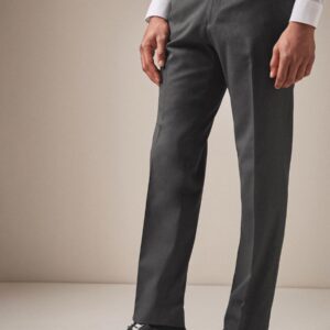 Charcoal Grey Regular Fit Stretch Smart Trousers