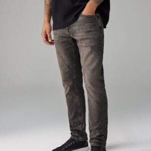 Grey Mid Slim Fit Vintage Wash Denim Jeans