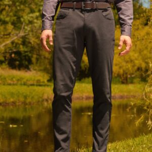 Grey Slim Fit Smart Belted Printed Stretch Chinos
