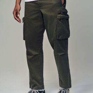 Khaki Green Regular Fit Soft Touch Utility Cargo Trousers