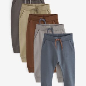 Khaki/Grey/Blue Joggers 5 Pack (3mths-7yrs)