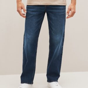 Mid Blue Straight Fit Essential Stretch Jeans