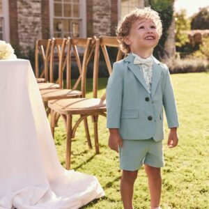 Mineral Blue Blazer Shirt Shorts and Bow Tie Set (3mths-9yrs)