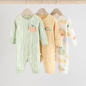 Multi Rainbow Baby Footless Sleepsuits 3 Pack (0mths-3yrs)