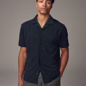 Navy Blue Short Sleeve Pique Shirt