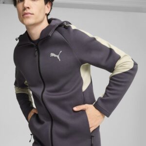 Puma Grey Chrome Mens Evostripe Full Zip Hoodie