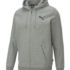 Puma Grey Mens Essentials Zip-Up Logo Hoodie
