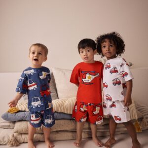 Red/Navy/White Emergency Vehicles 100% Cotton Shorts 3 Pack (9mths-8yrs)