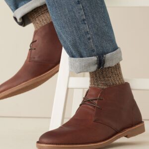 Tan Brown Leather Desert Boots