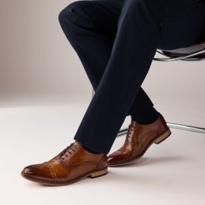 Tan Brown Leather Oxford Toecap Brogues Shoes