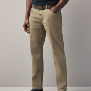 Tan Brown Straight Fit Belted Authentic Jeans