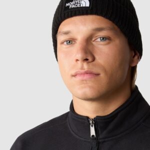 The North Face Black Logo Box Cuffed Beanie