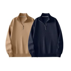 Trillion Half Zipper Solid Sweatshirt for Men (Pack of 2)