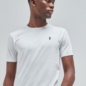 White Regular Fit 100% Cotton Stag T-Shirt