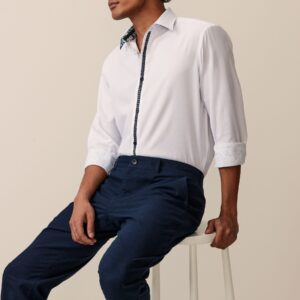 White Single Cuff Trimmed Formal Oxford Shirt